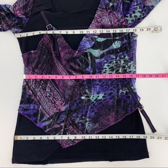 Svetlana Purple and Black Layered 3/4 Sleeve Top, Small - Picture 13 of 15